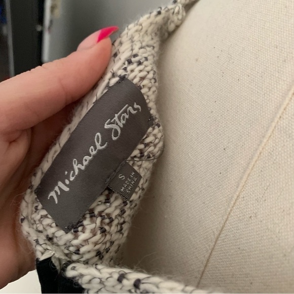 Michael stars wool alpaca chunky knit speckled zip up back sweater cream grey - Picture 5 of 6